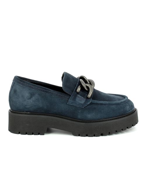 mocassino da donna in camoscio blu NERO GIARDINI | I205110D207